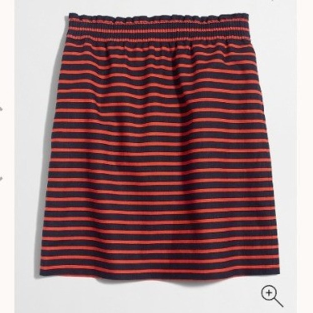J. Crew Factory Womens Sz 6 Printed Linen-Cotton Sidewalk Mini Skirt Navy Papaya